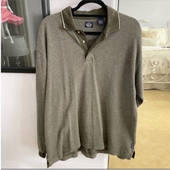 Men’s Brown Vintage Dockers Long Sleeve Collared Polo Size Large - Picture 1 of 3